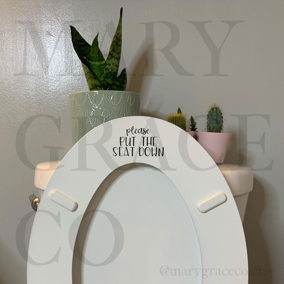 PLEASE Put the Seat Down Decal, Funny Boys Restroom Decor, Close the