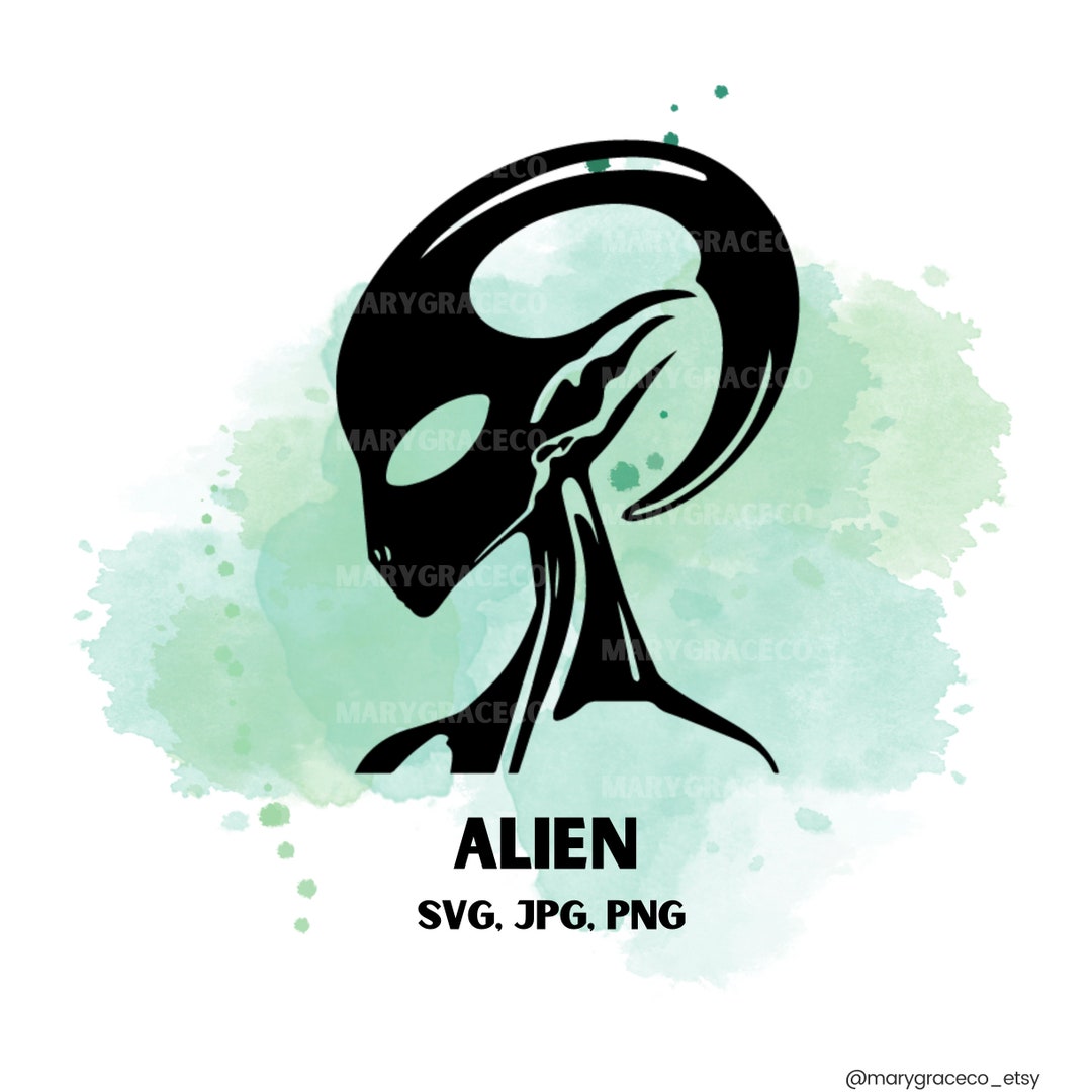 Alien SVG, Black Alien, Alien Clipart, cut file Cricut, alien head ...