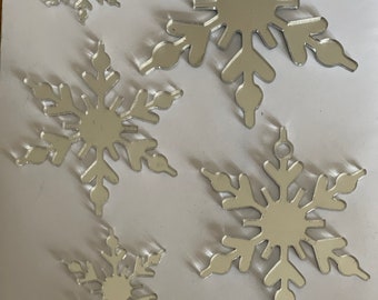 Christmas Snowflakes, Christmas Bauble, Snowflakes for Crafting, Mirror Acrylic, Acrylic, sets of 10, Multiple sizes