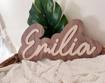 Personalised Nursery Name Sign, Child's Bedroom, Baby Nursery Wall decor, Name Plaque, Wood and Acrylic