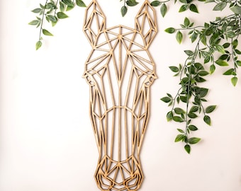 Geometric Horse Wall Art: Laser Cut Veneer Animal Hanging