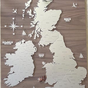 Großbritannien und Irland Karte, versilberter Spiegel UK&I Map, Spiegelwandkunst