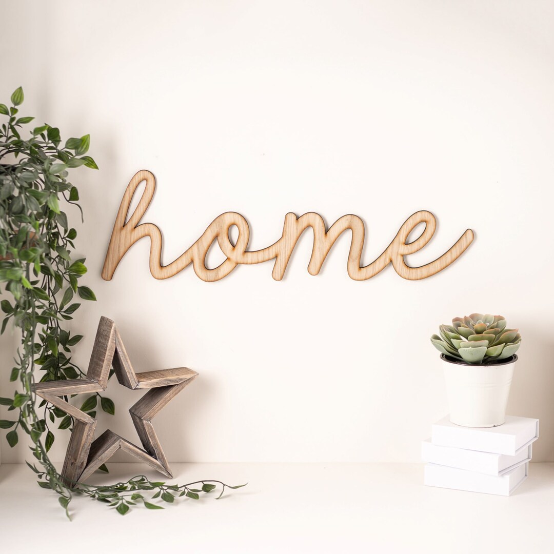 Home Wooden Words Wall Art Home Decoration Personalised Etsy