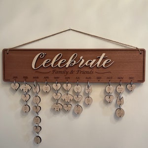 Family and Friends Birthday Calendar, Birthdays and Celebrations Board, Family Anniversaries, Reminder Plaque