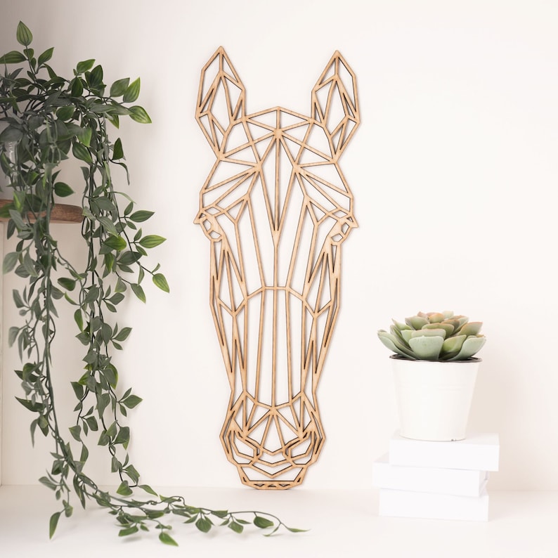 Horse Wall Art Geometric Wooden Horse Wall Art Wall Etsy