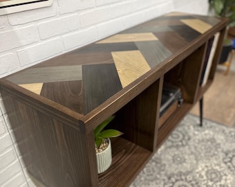 Bobby McGee Record Cabinet | Vinyl Storage Console Table | Turntable Stand | Farmhouse Media Center | Stereo Display Furniture