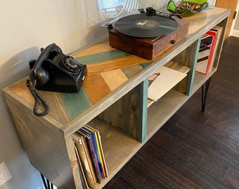 The Freebird Record Storage Cabinet | Record Player Stand | Record Player Table | Console Table | Farmhouse Console table | Stereo Cabinet