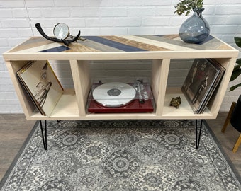 Antique White Record Storage Cabinet | Vinyl Record Storage | Media Center | Console | Record Cabinet | Media Cabinet | Vinyl Collection