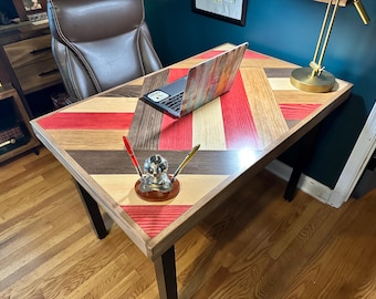 Steinbeck Herringbone Wood Writing Desk | Midcentury Modern Desk | Modern Farmhouse Home Office Computer Workstation