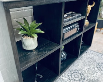 Buffalo Soldier Record Player Stand Cabinet | Vinyl Storage Console Table | Farmhouse Stereo Display Furniture