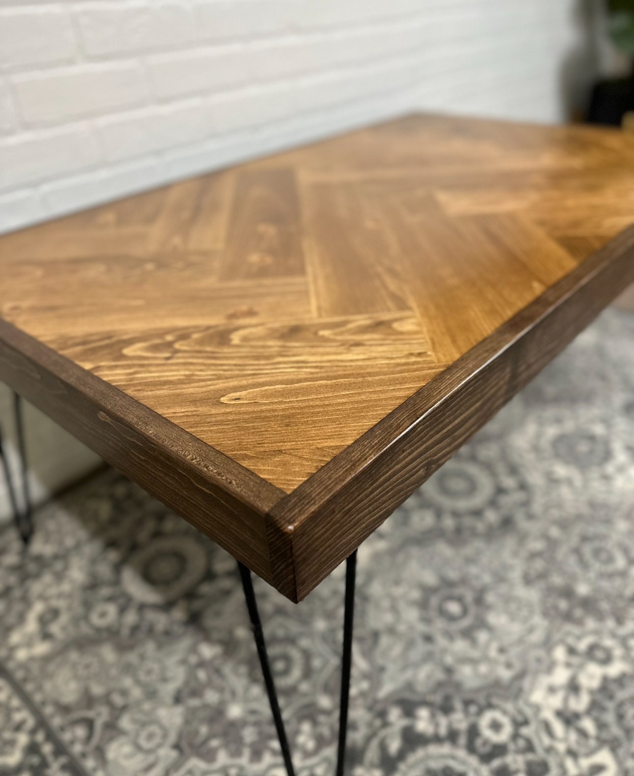 Heritage Herringbone Coffee Table | Rustic Farmhouse Mid-century Modern ...