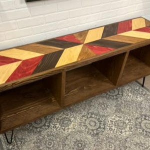 Chevron Voodoo Child Record Storage Cabinet | Vinyl Console Media Center for LP Collection