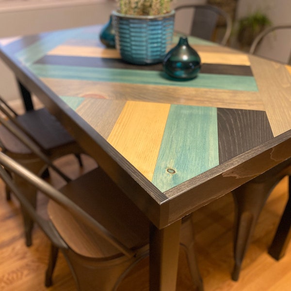 Bluebird Farmhouse Coastal Dining Table | Custom Wood Kitchen Breakfast Furniture | Rustic Modern Handmade