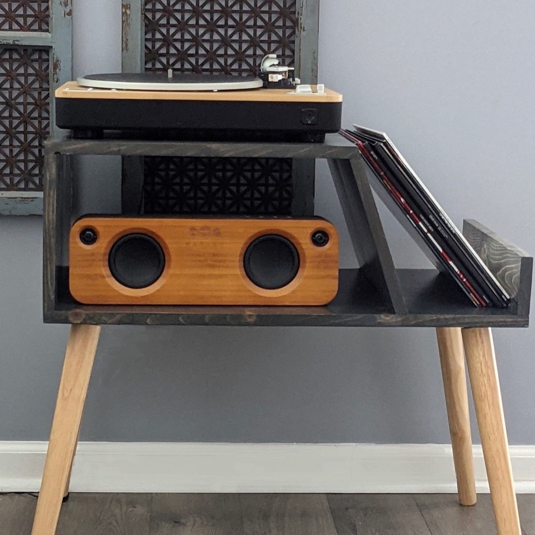 Record Player Table, Record Storage, Midcentury Modern, End Table