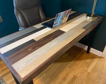 Whitman Herringbone Writing Desk | Midcentury Modern Desk | Farmhouse Home Office Wood Furniture | Modern Custom Handmade Table