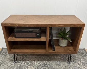 Ruby Soho Record Cabinet | Vinyl Storage Console Table | Turntable Stand | Farmhouse Media Furniture