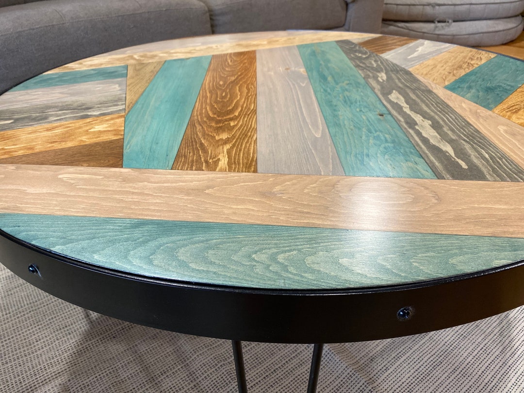 Round Farmhouse Coffee Table, Farmhouse Furniture, Rustic Coffee Table