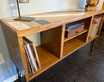 Record Storage Cabinet, Early American, Record Storage, Record Player Display, Coastal Entry Table, Console Table, Farmhouse Console table