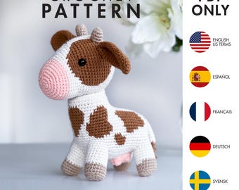 Crochet Pattern - Cow - Amigurumi Ko (PDF diy description - English, Français, Español, Deutsch, Svensk)