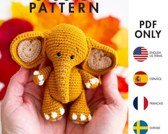 Crochet Pattern - Lovephant - Amigurumi Elephant (PDF diy description - English, Français, Español, Svensk)