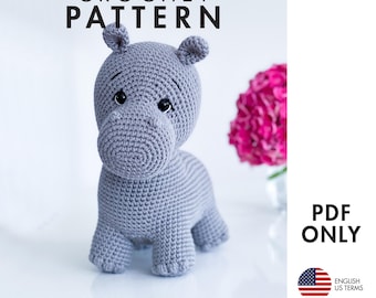 Crochet Pattern - Hippo - Amigurumi Hippopotamus (PDF diy description)
