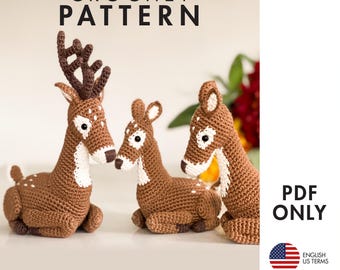 Crochet Pattern - Fallow Deer Family - Amigurumi Reindeer Fawn (PDF diy description)