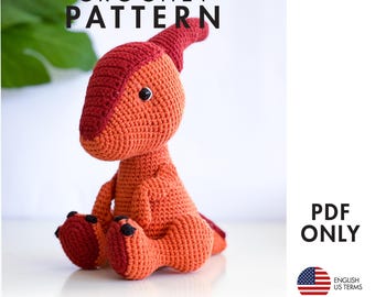 Crochet Pattern - Parasaurolophus - Amigurumi Dinosaur (PDF diy description)