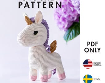 Crochet Pattern - Unicorn - Amigurumi pegasus (PDF diy description)