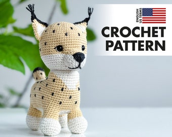 CROCHET PATTERN: Lydia the lynx -  Amigurumi lynx / lo crochet PDF pattern - English and Swedish only