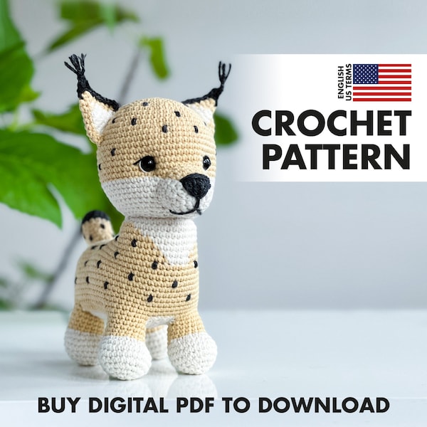 CROCHET PATTERN: Lydia the lynx -  Amigurumi lynx / lo crochet PDF pattern - English and Swedish only