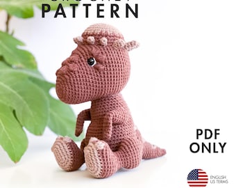 Crochet Pattern - Pachycephalosaurus - Amigurumi Dinosaur (PDF diy description)