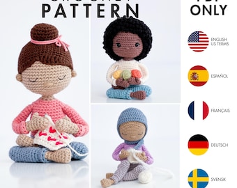 Crochet Pattern - Doll - Amigurumi girls (PDF diy description - English, Français, Español, Deutsch, Svensk)
