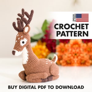 CROCHET PATTERN: The Fallow Deer – Amigurumi deer / reindeer Crochet pattern English ONLY