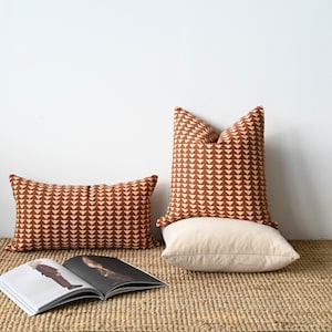 Mudcloth Pillow Cover - Cleopatra  // Rust Mudcloth // 18&quot; x 18&quot; Square Cushion Cover // Rust Mudcloth Pillow Cover