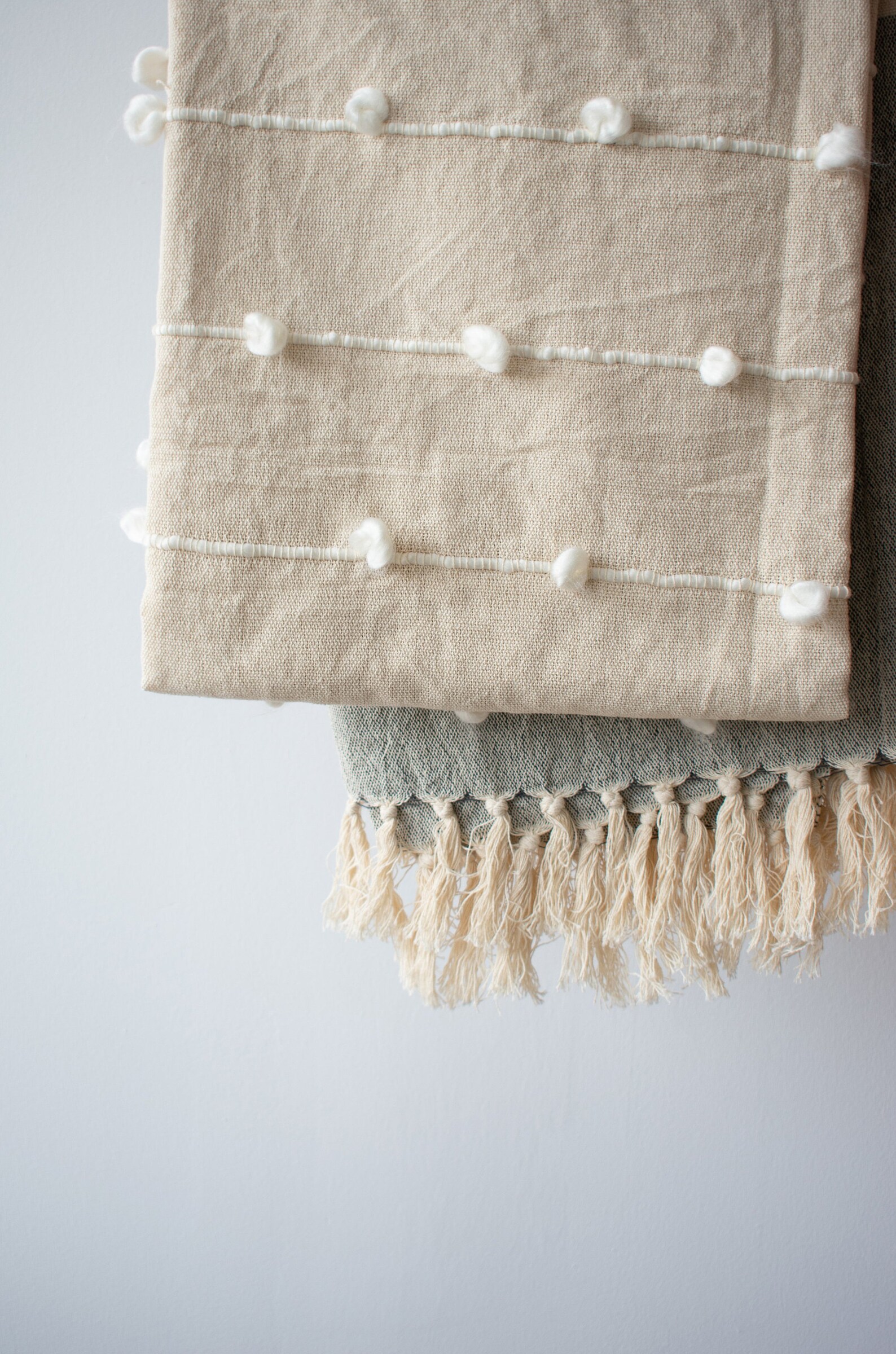 Tassel and Boucles Throw Blanket // Grey and Cream Throw Etsy