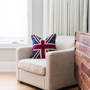 British Pillow Cover // British Flag Pillow // Cotton Canvas Pillow Cover - Britain  // 18" x 18" Square Cushion Cover