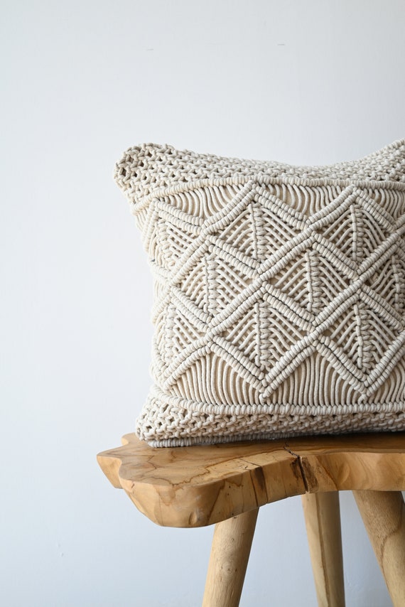 White macrame pillow new arrivals