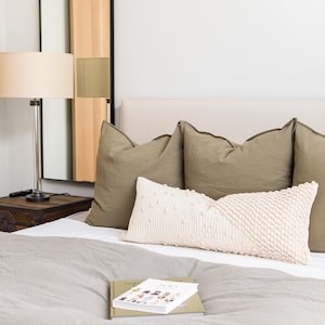 Large Cream Lumbar Pillow Cover // Cotton Canvas Lumbar Pillow Cover - Norah // Oversize Natural Cushion Cover