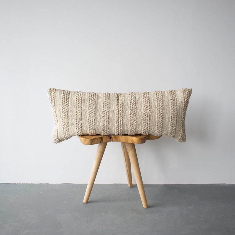 Large Cream Lumbar Pillow Cover // Cotton Canvas Lumbar Pillow Etsy