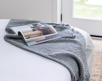 Waffle Knit Throw Blanket // Waffle Knit // Grey Throw Blanket // (4.1 ft. x 5.8 ft.) Throw Blanket