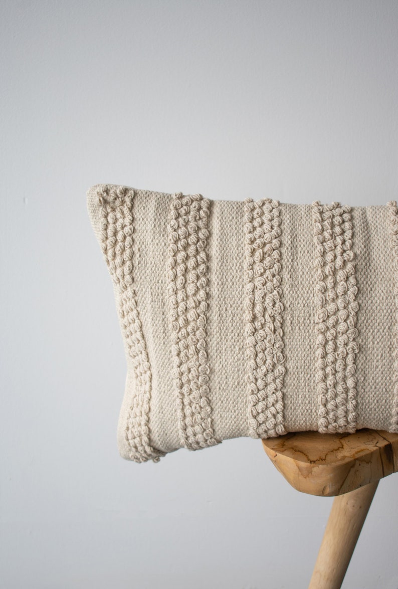Large Cream Lumbar Pillow Cover // Cotton Canvas Lumbar Pillow Etsy