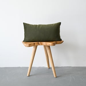 Olive Lumbar Velvet Pillow Cover // Green Velvet Lumbar // Lumbar 12" x 22" Cushion Cover // Velvet Pillow Cover - Olive