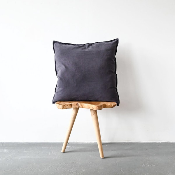 Cotton Linen Pillow Cover - Grey  // Grey Euro Linen Pillow // 26" x 26" Square Cushion Cover // Euro Pillow Cover