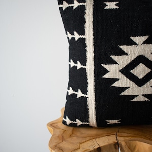 Aztec Boho Pillow Cover // Black and White Pillow // Cotton Canvas Pillow Cover Anahuac // 18 x 18 Square Cushion Cover image 4