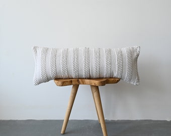 White Lumbar Pillow Cover - Adelaide // Natural Blend White Lumbar // 14" x 36" Lumbar Cushion Cover // Cotton Canvas Large Lumbar Pillow