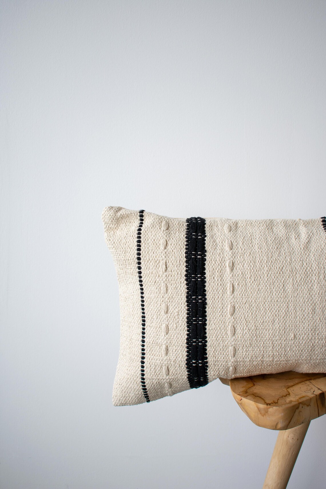 Cotton Canvas Lumbar Pillow Cover Wicklow // Black and Cream Etsy