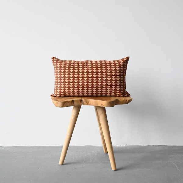 Mudcloth Pillow Cover - Cleopatra  // Rust Mudcloth // 12" x 22" Lumbar Cushion Cover // Rust Mudcloth Pillow Cover