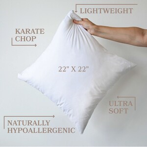 22&quot; x 22&quot; Faux Down Pillow Insert  // Pillow Insert for 22&quot; x 22&quot; Pillow Cover // Down Alternative Cushion Insert (56 cm x 56 cm)