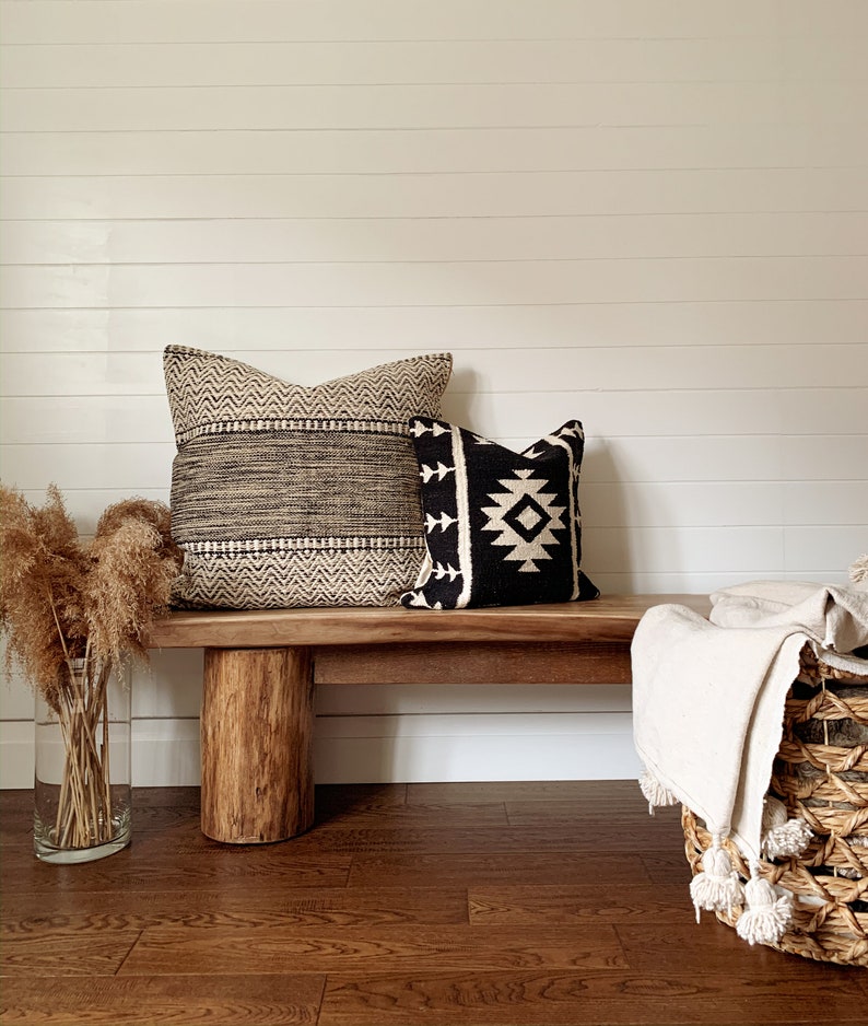 Aztec Boho Pillow Cover // Black and White Pillow // Cotton Canvas Pillow Cover Anahuac // 18 x 18 Square Cushion Cover image 8