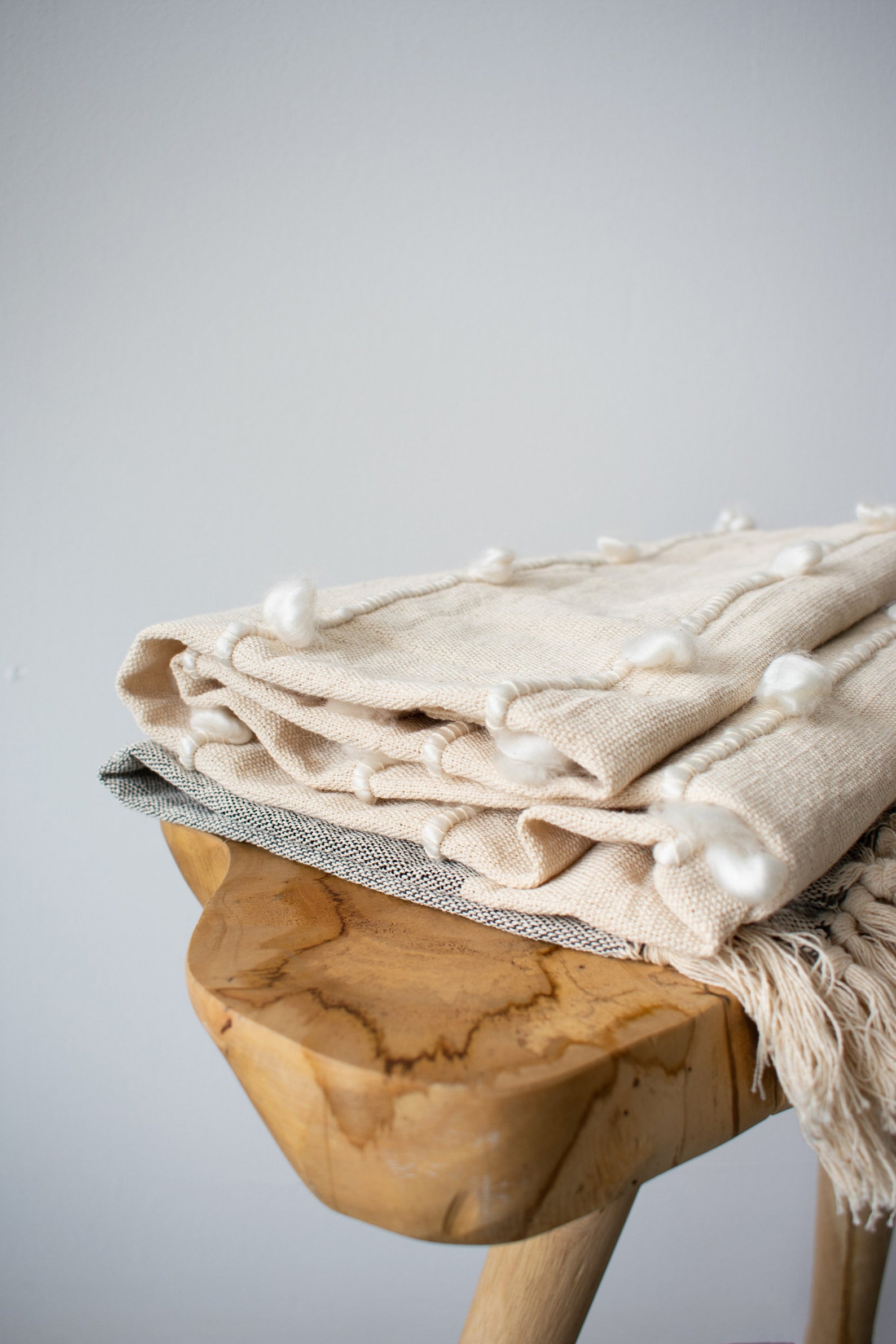 Tassel and Boucles Throw Blanket // Grey and Cream Throw Etsy